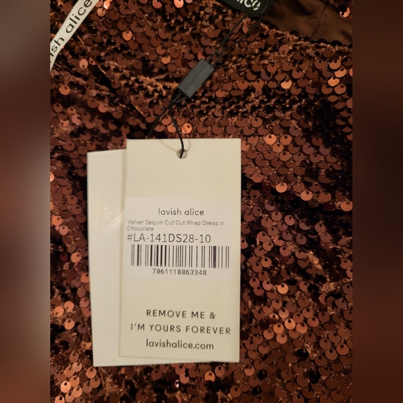 Lavish Alice maya velvet sequin asymmetric mini dress in chocolate - Picture 4 of 8